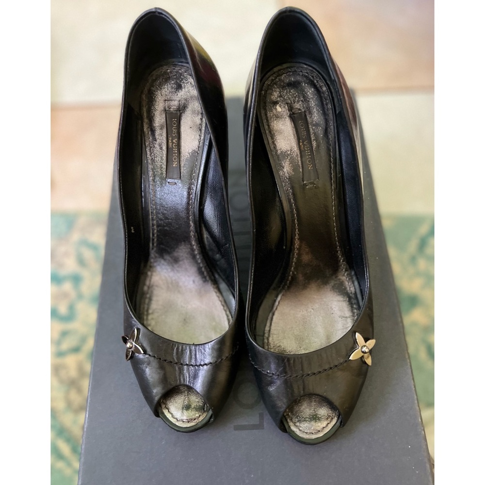 Louis Vuitton Flower Monogram Peep Toe Pumps US 8-8.5